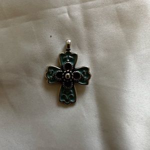 James Avery Sterling Enamel La Rosa Cross Pendant